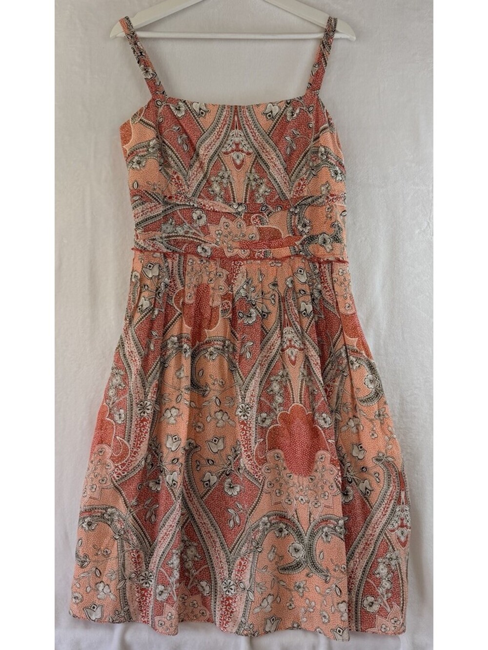 Ann Taylor Dress 12 Sleeveless Fit Flare Short Silk Blend Womens